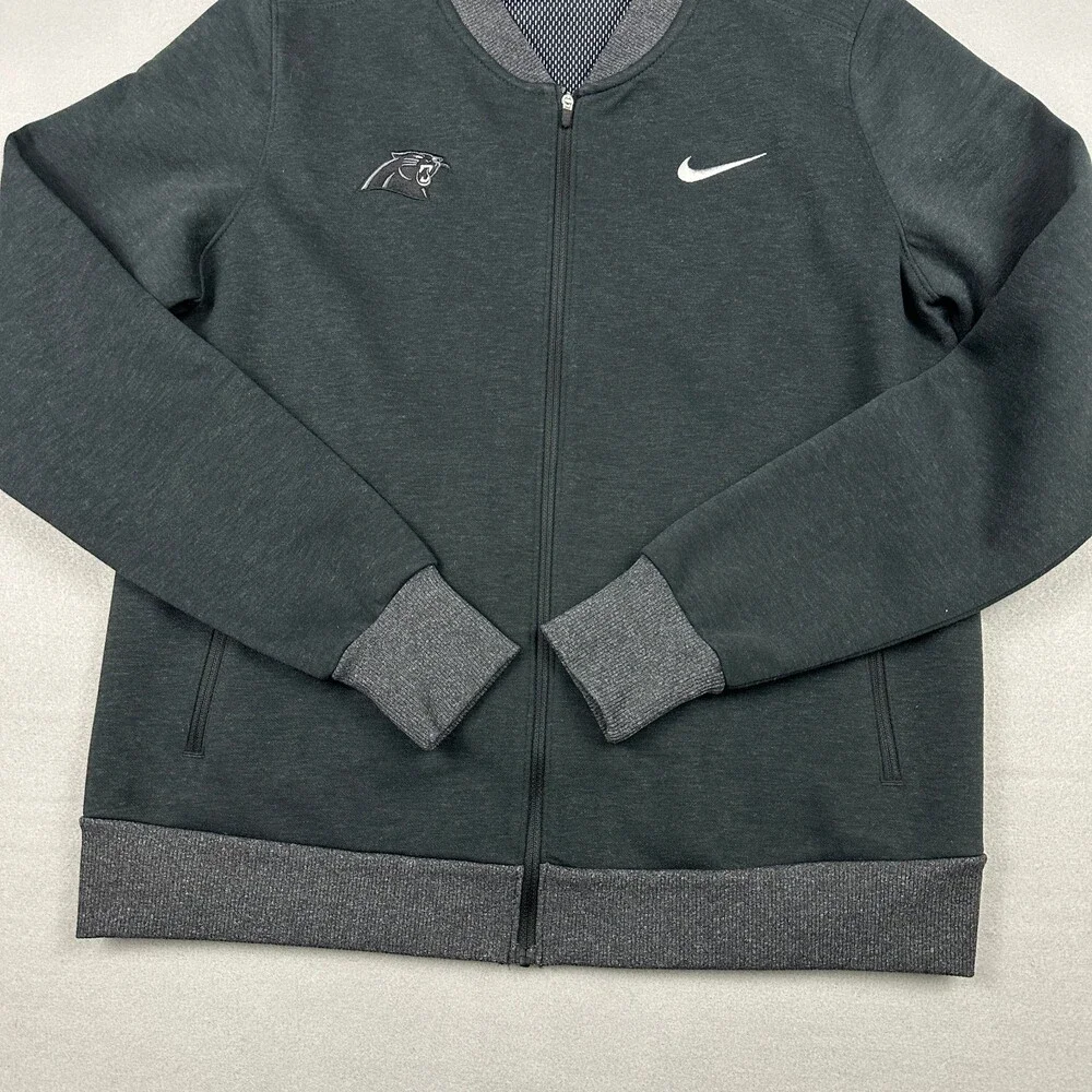 Carolina Panthers Jacket Women Large Gray Nike Swoosh Full Zip Bomber NFL L
